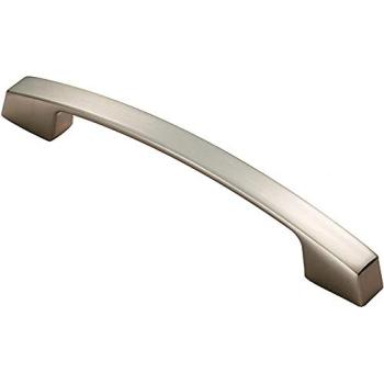 Satin Nickel Curved Bridge Pull Handle (Loops) – 169 × 14 mm, 128 mm Fixing Centers