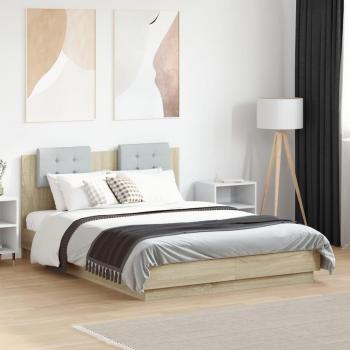 VidaXL Bettgestell mit LED-Beleuchtung und Kopfteil Sonoma-Eiche 140x190 cm