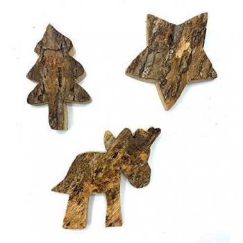 Teakholz Brett in Naturfarbe – 3‑teilige Tischdeko mit Tier