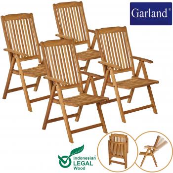 Set 4 Sedie da Giardino Bari in Teak Resistente alle Intemperie