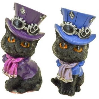 Décoration Intérieure Chat Noir 2U Résine 8x4x4cm