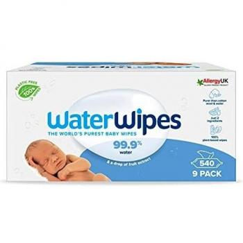 WaterWipes Salviette Umidificate, Salviette Neonato per Pelli Delicate, 99.9% di Acqua Purificata, Biodegradabile, 60 Unità