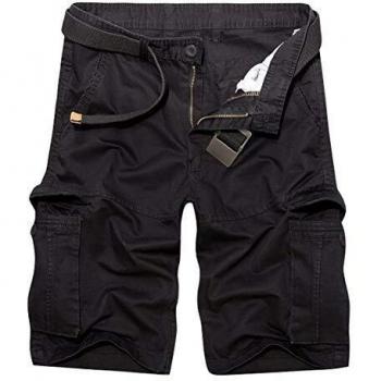 Rmane Herren Shorts Cargo Baumwolle Schwarz (W40)