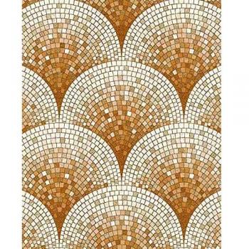 Stone Tile Hot Embossed Wallpaper by Profhome, Non-Woven, BA220043-DI, Shiny Beige and White, 5.33 m² (57 ft²)