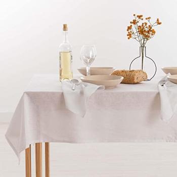 Muare Home Mantel 100% lino natural blanco 300x150