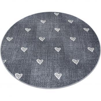 Estilo Retro Alfombra Infantil 100 cm con Corazones Grises