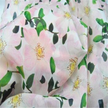 Organza de Seda Pura 100% con Estampado de Flores en Colores Claros para Vestido de Primavera 10 m/m