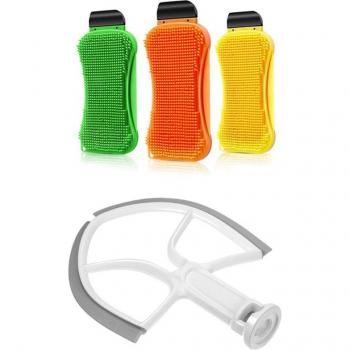 Flex Edge Beater and 3-in-1 Silicone Sponge for Kitchen Stand Mixer