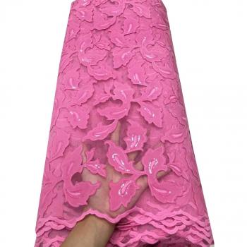 Tela de Encaje de Malla Amarilla con Brillo