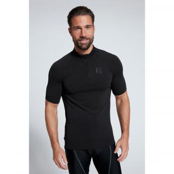 Plus Size QuickDry Cycling Shirt, Men's Camouflage Details, Black, Size L, Polyester/Spandex, JP1880