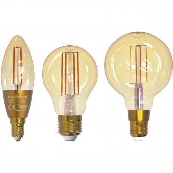 Link2Home Smart Wi-Fi LED Bulb, B22, Pear Filament, Dimmable, 470 lm, 4.5W