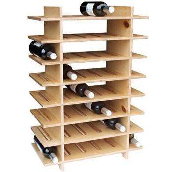 EconoWine 48-Unit Oak Rack – 8 Tier, 82 × 56 × 28 cm