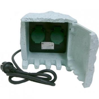 Regleta de Jardín Osca 19005: Piedra con 2 Tomas IP44, Cable H07RN-F 1,5 m