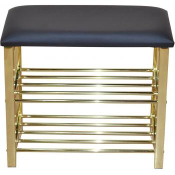 Messing‑Sitzbank mit Schuhfach – 50x57x30 cm, Platz für 6 Paare