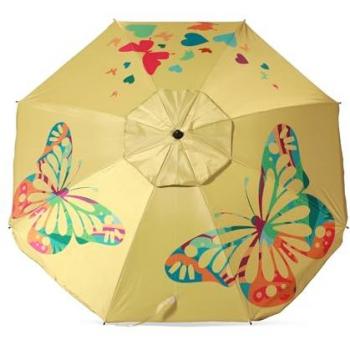 Sombrilla de Playa Amarillo 220 cm UPF 50+ Reclinable de Aluminio