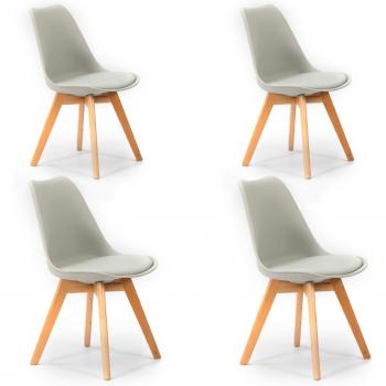 Sedie Klara Grigio 4‑Pcs – Design Legno e Polsatura Imbottita