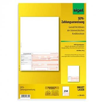 ZV672 Sigel Vaglia Postale Polizza Versamento Carta Bianca 240x