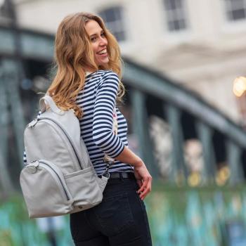 Pink and Grey Shoreditch Vegan Leather Backpack