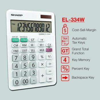 EL334FB 12‑Digit Mini Desk Calculator by Sharp