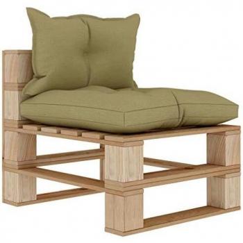 Divano in pallet per esterni con cuscini crema