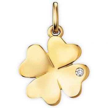 0.01 ct Diamant Brillant Kleeblatt Kette aus 585 Gelbgold für Damen