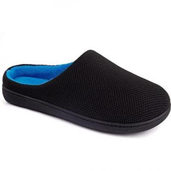 Wishcotton Warm‑Slippers Herren, Memory‑Schaum, Gummisohle, Schwarzblau 42.5/43.5 EU