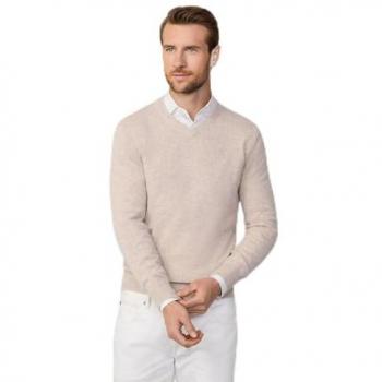 Maglione Hackett Scollo A V in Lambswool Bianco Antico S