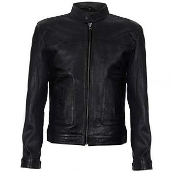 Classic Austin Leather Biker Jacket – Men's Black – Size L