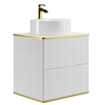 Mueble Estilo Oro: Suspensión Estriada con Lavabo Redondo – Blanco 60 cm – Kéliza