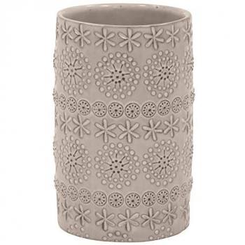Gobelet céramique beige motif relief Spirella