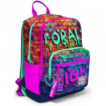 Coral High Zaino con Scritta Grafiti Rosa e Blu 23629
