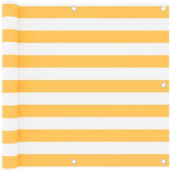 Paravento da Esterno Bianco e Giallo 90x400 cm Oxford