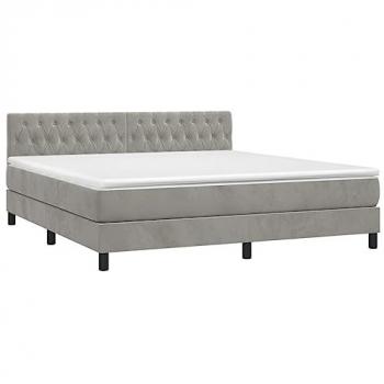 VidaXL Boxspringbett mit Matratze und LED Hellgrau 160x200 cm Samt