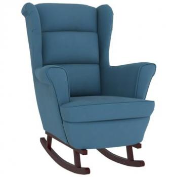 Durable Wood Blue Velvet Rocker