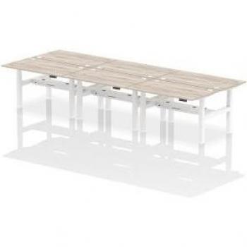 Air Back-to-Back Height Adjustable 6 Person Bench Desk