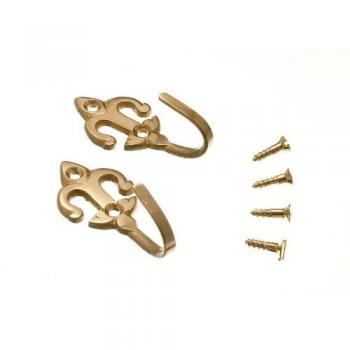 Premium Solid Brass Curtain Tie Back Hooks with Fleur De Lys Design