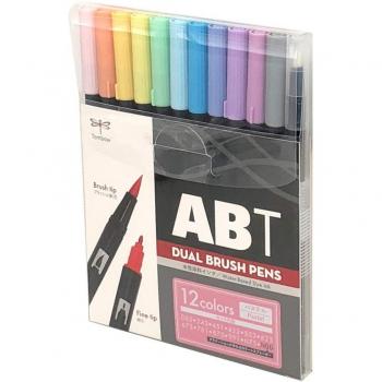 Juego de 12 Pinceles Dual ABT en Tonos Pastel