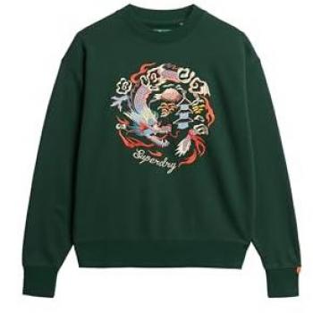 SUIKA EMBROIDERED LOOSE CREW – Superdry Damen-Sweatshirt XL in Grün