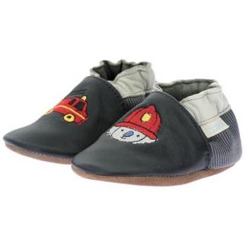 Chaussons Robeez cuir souple bébé Badge Fire