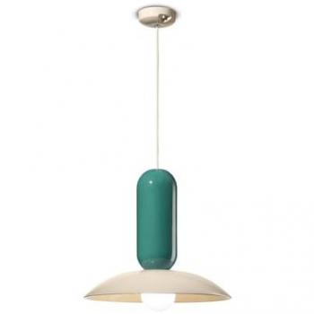 Sospensione Pau in ceramica crema e turchese