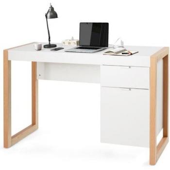 Bureau de bureau à domicile Coast – 112,5 × 50 × 75 cm, rangement intégré, couleur bois