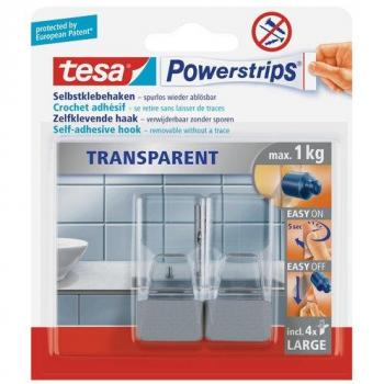 Powerstrips per gancio adesivo 1 kg – Trasparente, 6 pezzi totali (Tesa)