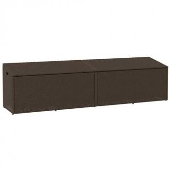 Boîte de stockage de jardin marron 220x50x58 cm en résine tressée