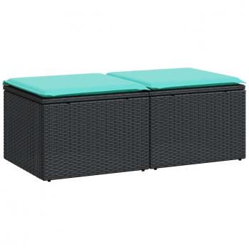 VidaXL Black Rattan 2-Piece Outdoor Sofa Set with Cushions
