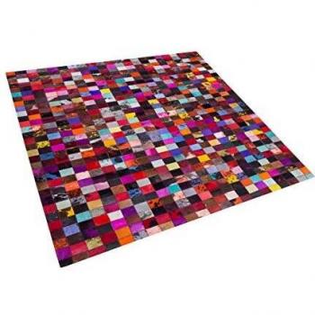 Tappeto in Pelle Bovina Multicolore Patchwork 200 x 200 cm Enne