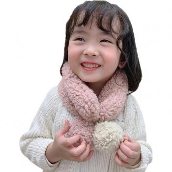 Toddler Winter Plush Scarf with Decorative Ball