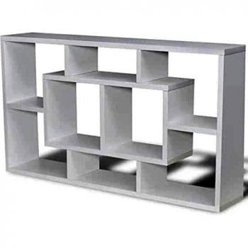 Stylish White Floating Wall Storage Rack with 8 Compartments