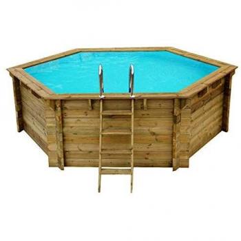 Salone Negozio Online Piscina Esagonale in Legno IMPREGNATO Diametro CM.360X117H