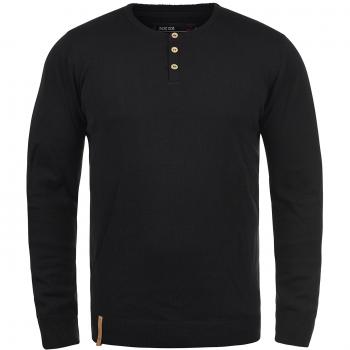 Indicode Donte Herren Rundhals Pullover Feinstrick Schwarz