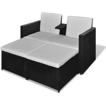 VidaXL Set Lounge da Giardino 4 Pezzi con Cuscini in Polyrattan Nero